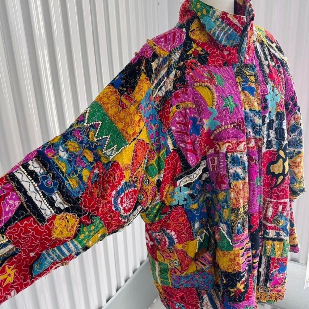 Outrageous Patchwork Multicolored Beaded Embroide… - image 2